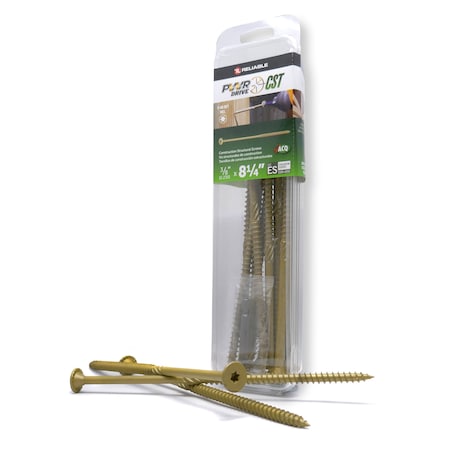 Pwr Drive 3/8-inch x 8 1/4-inch CST Torx Star Drive General Construction Structural Screws, 10PK FTC17GO38814MR