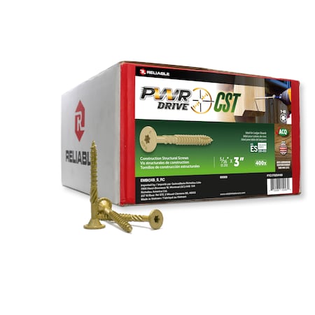 Pwr Drive 5/16-inch x 3-inch CST Torx Star Drive General Construction Structural Screws, 400PK FTC17GO5163