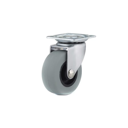 Richelieu Industrial Gray Rubber Caster, Swivel Without Brake, with Plate, Gray 15010010501