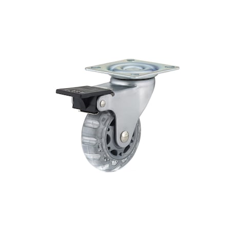 Richelieu Contemporary Furniture Caster, Swivel with Brake, with Plate, Clear, Gray 26502020502