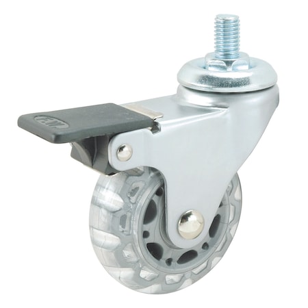Richelieu Contemporary Furniture Caster, Swivel with Brake, with Threaded Stem, Light Gray 26502020513