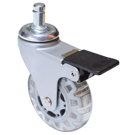 Richelieu Contemporary Furniture Caster, Swivel with Brake, with Friction Grip Stem, Clear White 27502020515