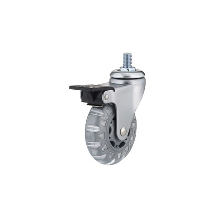 Richelieu Contemporary Furniture Caster, Swivel with Brake, with Threaded Stem, Light Gray 27583020502