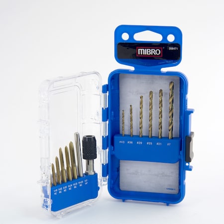 Richelieu (13-Piece) Titanium Nitride Coated Tap and Drill Bit Set 358471BLUE