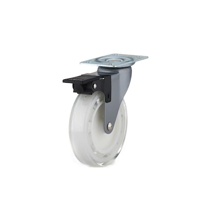 Richelieu Contemporary Furniture Caster, Swivel with Brake, with Plate, Clear White 410003010605