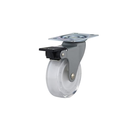 Richelieu Contemporary Furniture Caster, Swivel with Brake, with Plate, Clear White 47503010605