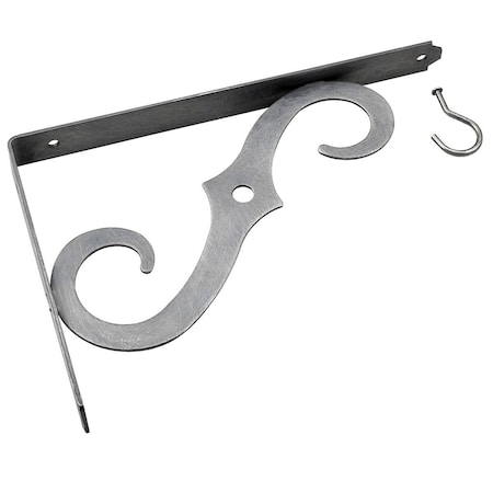 Onward 10 in Outdoor Ornamental Planter Hanger and Shelf Support Bracket with Swivel Hook, Pewter 493PEW10R