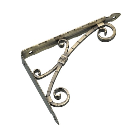 Onward 13-3/8 in x 11-3/8 in Traditional Decorative Shelf Bracket, Brushed Antique Brass 4975ABB135V