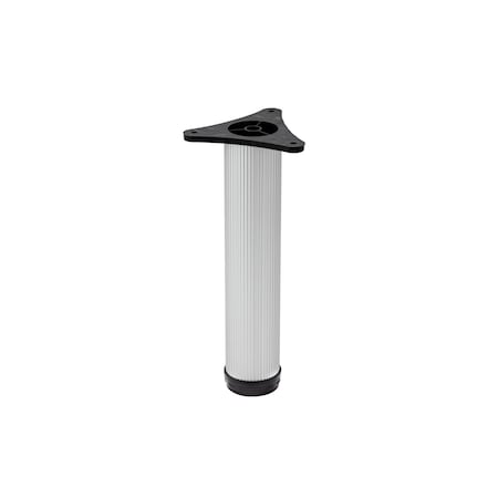 Richelieu 12-inch (305 mm) Round Furniture Leg with Levelling Glide, Matte Aluminum 5030481210
