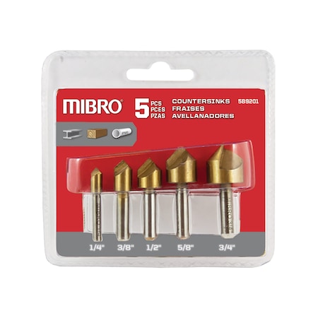 Richelieu (5-Piece) Steel and Titanium Nitride Countersink Set 589201