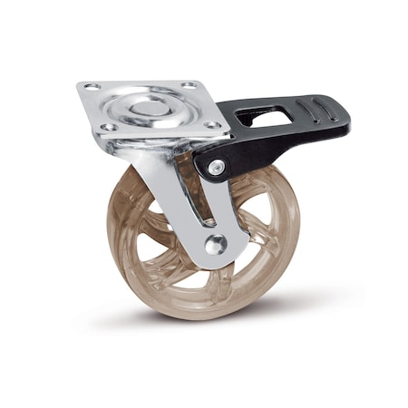 Richelieu Contemporary Furniture Caster, Swivel with Brake, with Plate, Smoke 64125011217