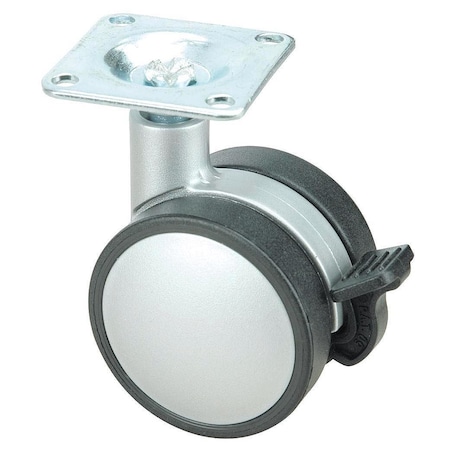 Richelieu Contemporary Twin Wheel Casters, Swivel with Brake, with Plate, Black, Silver 65024021204