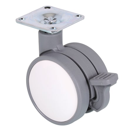 Richelieu Contemporary Twin Wheel Casters, Swivel with Brake, with Plate, White, Gray 66024021203