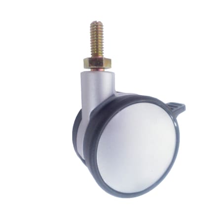 Richelieu Contemporary Twin Wheel Casters, Swivel with Brake, with Threaded Stem, Silver, Black 66024021214