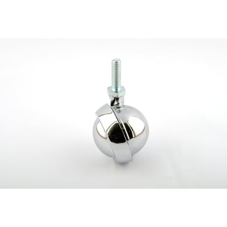 Richelieu Ball Furniture Caster, Swivel Without Brake, with Threaded Stem, Polished Chrome 6704140
