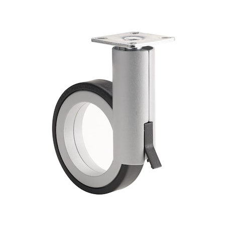 Richelieu Rotola Series Design Caster, Swivel with Brake, with Plate, Black, Aluminum 8088128010