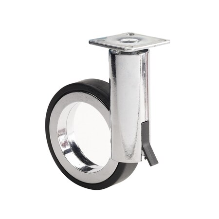 Richelieu Rotola Series Design Caster, Swivel with Brake, with Plate, Black, Chrome 8088128140