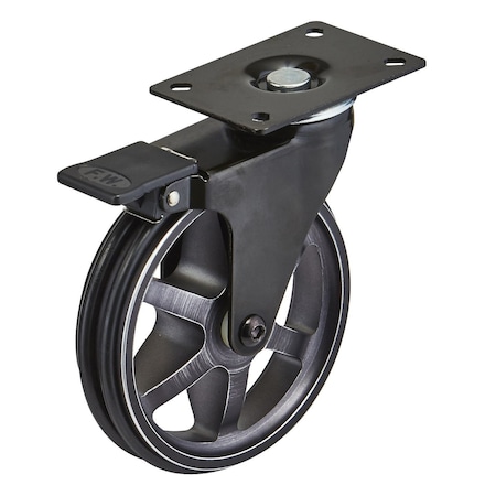 Richelieu Aluminum Single Wheel Design Caster, Swivel with Brake, with Plate, Rustic Iron 8125020290290