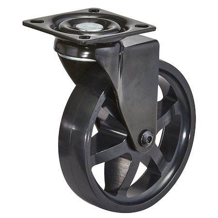 Richelieu Aluminum Single Wheel Design Caster, Swivel Without Brake, with Plate, Black 87502019090