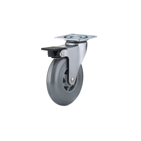 Richelieu Contemporary Furniture Caster, Swivel with Brake, with Plate, Gray 91016020502