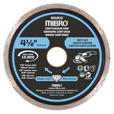 Richelieu 4 1/2-inch (114 mm) Continuous Rim Diamond Blade for Metal 932031