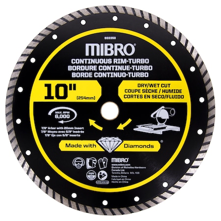 Richelieu 10-inch (254 mm) Continuous Rim Turbo Diamond Blade for Metal 934161