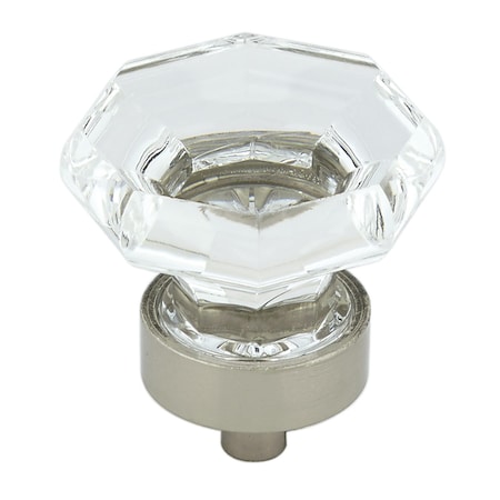 Richelieu 1 3/8 in (35 mm) Clear, Brushed Nickel Eclectic Metal, Acrylic Cabinet Knob BP1008519511