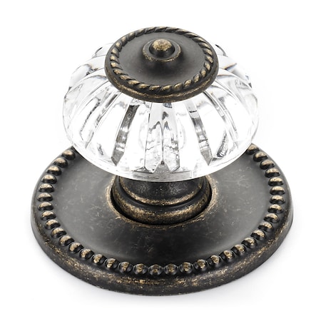 Richelieu 1 5/16 in (33 mm) Burnished Brass Eclectic Metal, Acrylic Cabinet Knob BP16063244BB