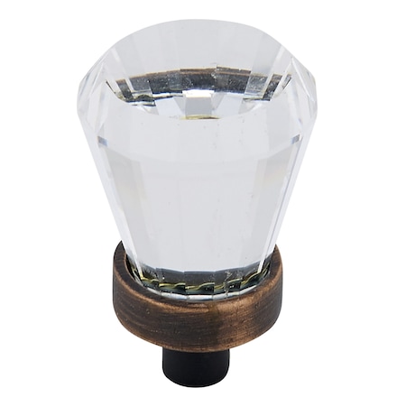Richelieu 3/4 in (19 mm) Clear, Brushed Oil-Rubbed Bronze Traditional Metal, Swarovski Crystal Cabinet Knob BP276BORB11