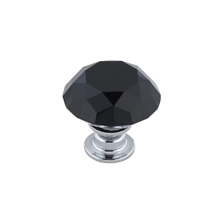 Richelieu 1 3/16 in (30 mm) Chrome, Black Contemporary Cabinet Knob BP30303014090
