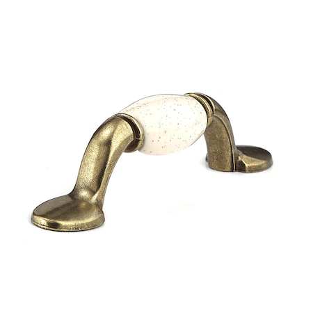 Richelieu 3 in. (76 mm) Center-to-Center Oatmeal, Burnished Brass Traditional Ceramic Drawer Pull BP3802BB89