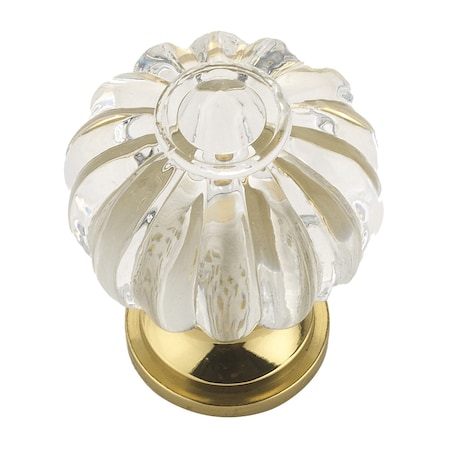 Richelieu 1 1/8 in (28 mm) Clear Eclectic Brass, Acrylic Cabinet Knob BP403511
