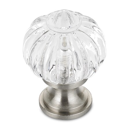 Richelieu 1 1/8 in (28 mm) Clear, Brushed Nickel Eclectic Brass, Acrylic Cabinet Knob BP403519511