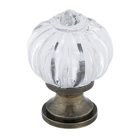 Richelieu 1 1/8 in (28 mm) Clear, Antique English Eclectic Brass, Acrylic Cabinet Knob BP4035AE11