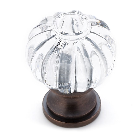 Richelieu 1 1/8 in (28 mm) Clear, Brushed Oil-Rubbed Bronze Eclectic Brass, Acrylic Cabinet Knob BP4035BORB11