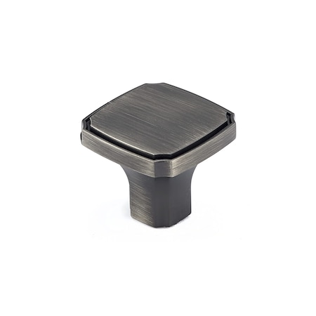 Richelieu 1 3/8 in. X 1 3/8 in. (35 mm x 35 mm) Antique Nickel Transitional Metal Cabinet Knob BP77035143