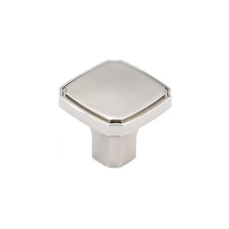 Richelieu 1 3/8 in. X 1 3/8 in. (35 mm x 35 mm) Polished Nickel Transitional Metal Cabinet Knob BP77035180