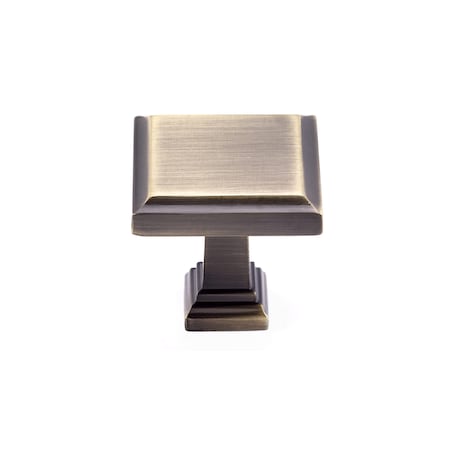 Richelieu 1 1/4 in. X 1 1/4 in. (32 mm x 32 mm) Antique English Transitional Metal Cabinet Knob BP79532AE