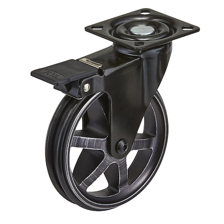 Richelieu Aluminum Single Wheel Design Caster, Swivel Without Brake, with Plate, Rustic Iron BP8100020290290