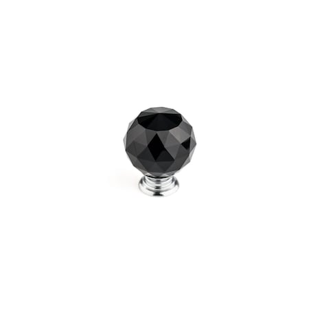 Richelieu 2 in (50 mm) Chrome, Black Contemporary Metal, Crystal Cabinet Knob BP87375014090
