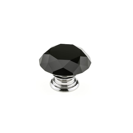 Richelieu 2 in (50 mm) Chrome, Black Contemporary Metal, Crystal Cabinet Knob BP87765014090