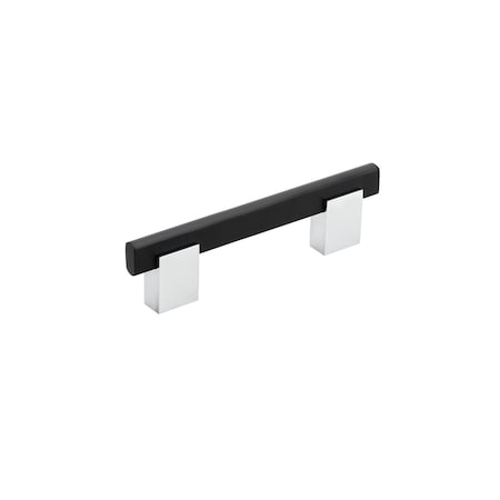 Richelieu 3 3/4 in (96 mm) Center-to-Center Chrome, Matte Black Contemporary Cabinet Pull BP905096140900