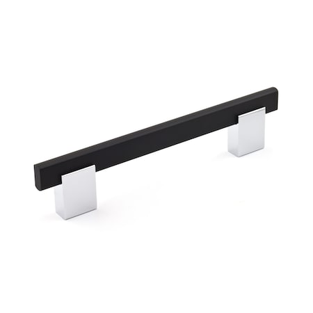 Richelieu 5 1/16 in (128 mm) Center-to-Center Chrome, Matte Black Contemporary Cabinet Pull BP905128140900