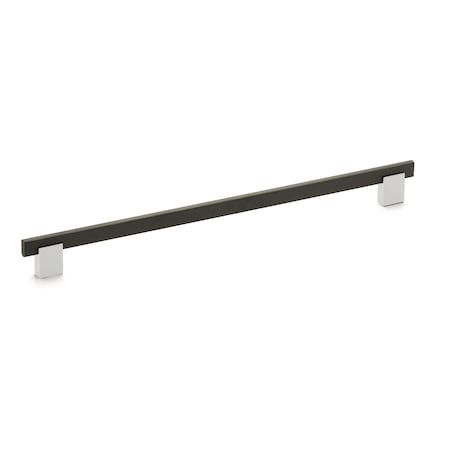 Richelieu 12-5/8 in. (320 mm) Center-to-Center Matte Black, Chrome Contemporary Drawer Pull BP905320140900