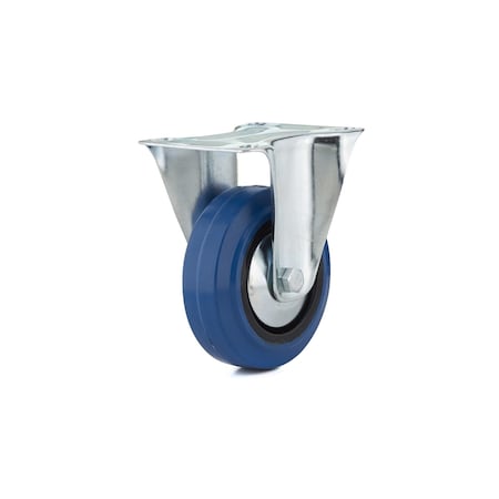 Richelieu Industrial Blue Elastic Rubber Caster, Fixed, with Plate, Blue F08334