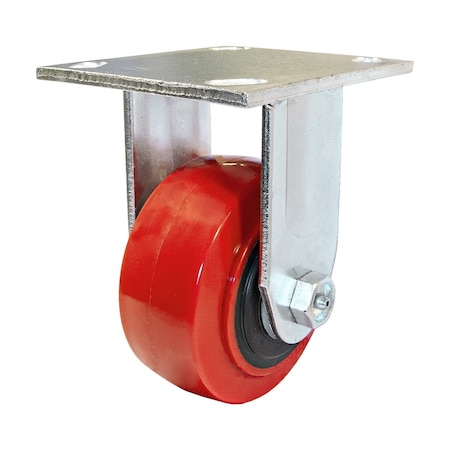 Madico Mold-On Polyurethane Industrial Casters, Fixed, with Plate, Red F22004