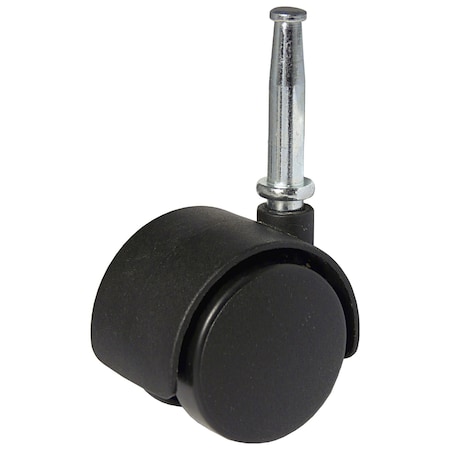 Richelieu Dual-Wheel Furniture Caster, Swivel Without Brake, with Wood Stem, Black F24427