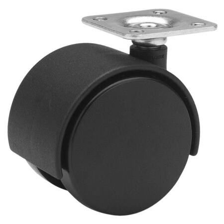Richelieu Dual-Wheel Furniture Caster, Swivel Without Brake, with Plate, Black F24437