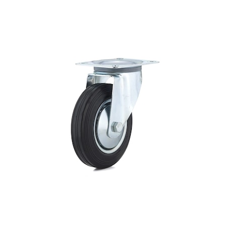 Richelieu Industrial Euro Series Rubber Caster, Swivel Without Brake, with Plate, Black F24788