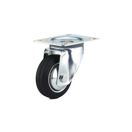 Richelieu Industrial Euro Series Rubber Caster, Swivel Without Brake, with Plate, Black F24790
